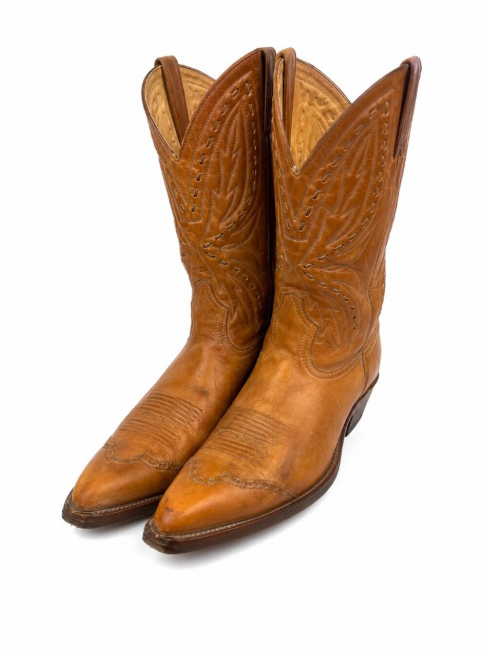 Vintage Boulet Cowboy Boots Made in Canada Tan Leather Western Mens Size 9